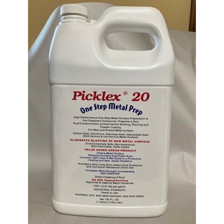 Picklex® 20 One Step Metal Prep. Metal Surface Preparation for Long term Indoor Rust Protection, Welding & Painting/Top coating 1gal PIC 101